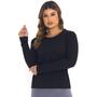 Imagem de Blusa Feminina Manga Longa Academia Elegante Térmica Gola Redonda Blusinha Lisa Inverno Confortável