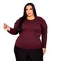 Imagem de Blusa Feminina Manga Longa Plus Size Malha Canelada