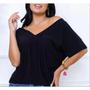 Imagem de Blusa feminina modelo viscolycra manga curta com decote v