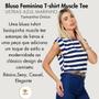 Imagem de Blusa Feminina Muscle Tee Ombreira Azul Marinho Tamanho Único