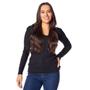 Imagem de Blusa Feminina Oliveira Malhas em Tricot com Gola V Preto