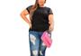 Imagem de Blusa feminina plus size bolso manga paetê Viscolycra roupas femininas