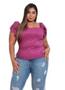 Imagem de Blusa feminina plus size canelada alça lastex dois babados decote reto sofisticada