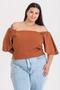 Imagem de Blusa Feminina Plus Size Decote Quadrado Mangas Godê - Serena 