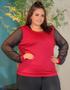 Imagem de Blusa Feminina Plus Size em Crepe de Alfaiataria Manga Comprida em Tela - Fitmoda