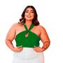 Imagem de Blusa feminina plus size G ao G3 gola transpassada nó pescoço com forro