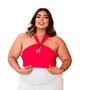 Imagem de Blusa feminina plus size G ao G3 gola transpassada nó pescoço com forro
