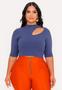 Imagem de Blusa Feminina Plus Size Malha Ribana Detalhe Gota