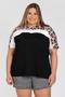 Imagem de Blusa Feminina Plus Size Malha Viscose c/ Detalhe em Suede Sublimado - Serena