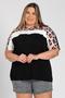 Imagem de Blusa Feminina Plus Size Malha Viscose c/ Detalhe em Suede Sublimado - Serena