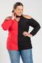 Imagem de Blusa Feminina Plus Size Malha Viscose com Elastano Manga Longa Bicolor - Serena