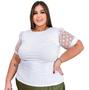 Imagem de Blusa feminina plus size manga curta tule poá diversos gola rasa