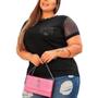 Imagem de Blusa feminina plus size manga e bolso paetê viscolaycra elegante