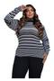 Imagem de Blusa Feminina Plus Size Tricot Cacharrel Gola Alta Listrada