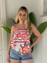 Imagem de Blusa feminina ponta estilo lenço estampa floral alcinha cropped