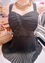 Imagem de Blusa Feminina Preta com decote Corpete tecido cetim