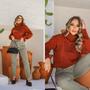 Imagem de Blusa Feminina Quente Tricot Grosso Gola Cacharrel Outono Inverno Confortável e Aconchegante Moda 2025 Social Elegante