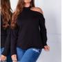 Imagem de Blusa feminina recorte no ombro manga longa viscolaycra moda