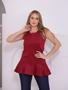 Imagem de Blusa Feminina Regata e Babado Peplum Textura trendy Premium Casual Com Ziper nas Costas - Vermelho