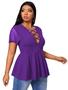 Imagem de Blusa feminina SOLY HUX plus size cruzada com decote em V roxa