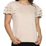 Imagem de Blusa Feminina Suede Manga 3 Babados T-Shirt Moda Verão Basica