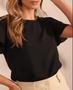 Imagem de Blusa feminina tendência manga sobreposta botão nas costas
