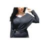 Imagem de Blusa feminina viscolycra manga longa gola V profunda moda fashion