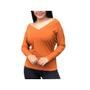 Imagem de Blusa feminina viscolycra manga longa gola V profunda moda fashion