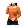 Imagem de Blusa feminina viscolycra manga longa gola V profunda moda fashion