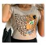 Imagem de Blusa feminina viscolycra T shirt manga curta onça pintada na moda