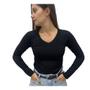 Imagem de Blusa Flanelada Gola V Blusinha Segunda Pele Térmica Feminina Para Inverno