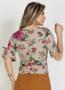 Imagem de Blusa Floral Bege com Manga 3/4 Moda Evangélica Casual Festa