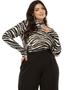 Imagem de Blusa Gola Alta Cacharrel Feminina Tecido Viscolycra Estampada Zebra Moda Blogueira Tamanho GG 