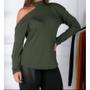 Imagem de Blusa gola alta recorte no ombro manga longa viscolaycra moda fashion