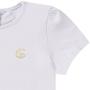 Imagem de Blusa infantil feminina cotton com elastano com aplique manga copinho - branca