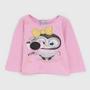 Imagem de blusa infantil feminina pinguim manga longa rosa