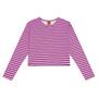 Imagem de Blusa Infantil Manga Longa Cropped Malha Piquet Listrada Branca e Pink Kyly