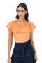 Imagem de Blusa Laranja Ajustada Em Viscose Com Babado Via Tolentino