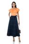 Imagem de Blusa Laranja Ajustada Em Viscose Com Babado Via Tolentino