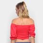 Imagem de Blusa Lecimar Cropped Princesa Com Argola Manga 3/4 Feminina