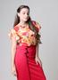 Imagem de Blusa Manga Babado Floral Laranja  Kaltty