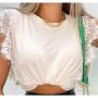 Imagem de Blusa manga cavada com renda viscolaycra moda elegante