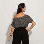 Imagem de Blusa Manga Curta Feminina Gola Canoa Estampada