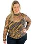 Imagem de Blusa Manga Longa Feminina Sobreposição Animal Print Plus Size 201332