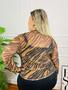 Imagem de Blusa Manga Longa Feminina Sobreposição Animal Print Plus Size 201332