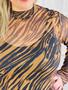 Imagem de Blusa Manga Longa Feminina Sobreposição Animal Print Plus Size 201332