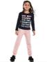 Imagem de Blusa Mangas Longas Infantil Menina Cotton New York Preto Tam 4 a 14 - Vrasalon