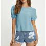 Imagem de Blusa moda casual manga 3/4 babado feminina