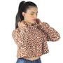 Imagem de Blusa Pelucia Teddy Feminina Cropped Gola Cacharrel