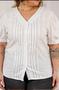 Imagem de blusa plus lese camisa elegante manga bufante casual botão detalhada gola v social casual ref 2511